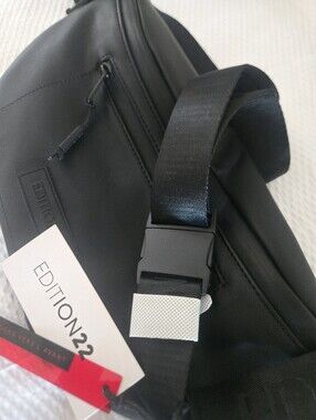 Edition 22 Black Men's Sling Belt Bag with Adjustable Strap